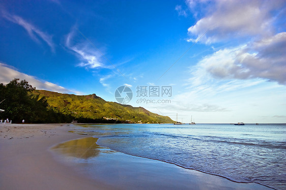 海湾场景阳光旅游旅行天空地平线支撑海景热带叶子图片