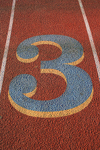 跑道上三号车道赛跑者场地黄色运动数字竞争分数速度线条图片