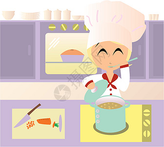 厨房主厨盘子卡通片烹饪玻璃内阁程式化烤箱食物火炉烘烤图片