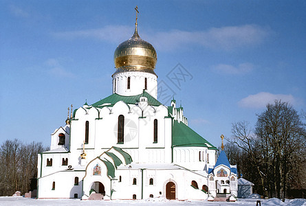 冬季俄罗斯大教堂的景象图片