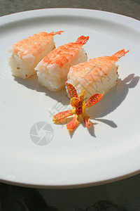 虾寿司美食午餐小吃盘子拼盘食物白色团体图片