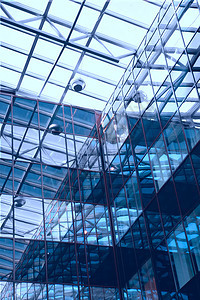 玻璃金属设计线条镜子城市天花板内心反思建筑学建筑格子蓝色图片