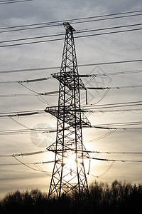 电力传输塔电线太阳活力绝缘子背景图片