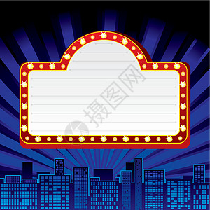 城市的尼恩标志马戏团入口全景广告牌夜生活空白娱乐广告公告插图图片
