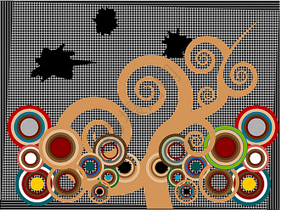 矢量抽象树气泡绘画想像力插图艺术曲线背景图片