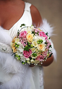 婚礼花束粉色新娘磁带裙子玫瑰家庭花店白色女性婚姻图片