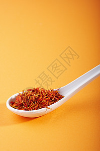 干红花香料厨房染色红色食物柱头奢华橙子勺子厨师图片
