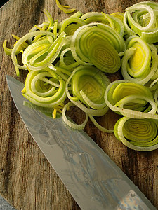 烟叶绿色镜子木头圆形花园食物蔬菜营养韭葱图片