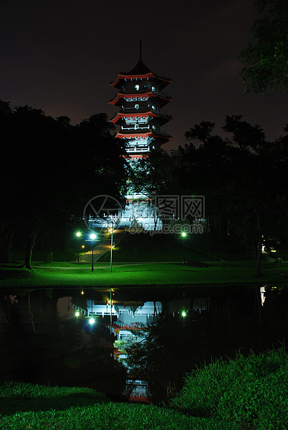 夜间中国花园图片