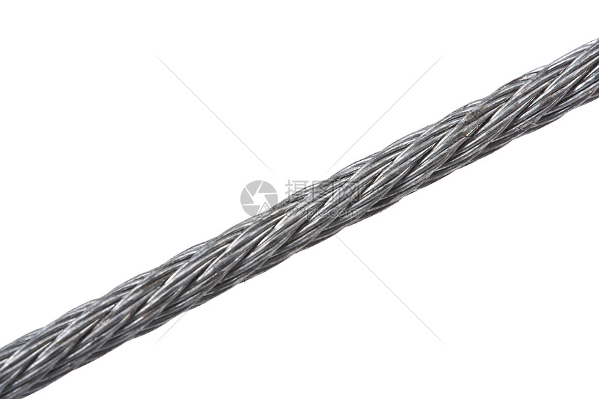 白上孤立的钢铁吊臂缆绳钢缆绳索金属钢丝绳白色图片