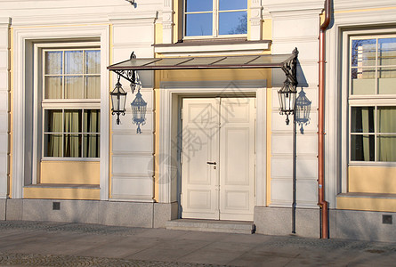 波兰沃克洛夫歌剧院的侧门入口木质窗口歌剧晴天图片
