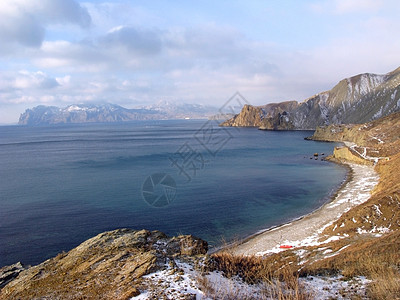 冬季湾旅行季节石头光束反射海岸黏土旅游魔法场景图片