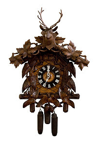 Cuckoo 时钟时间手工装饰品小时工艺木头森林精神传统艺术图片