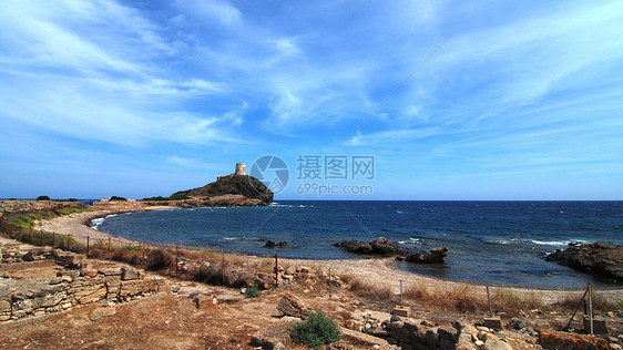灯塔岩石废墟指导波浪海岸线海洋石头旅行天空蓝色图片