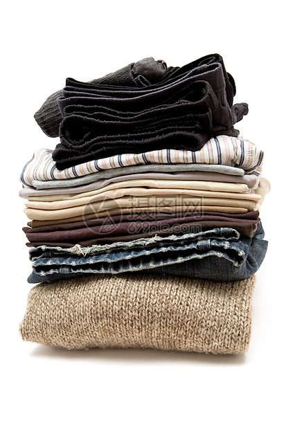堆叠衣服纺织品蓝色材料洗衣店羊毛套衫面料衬衫内衣织物图片
