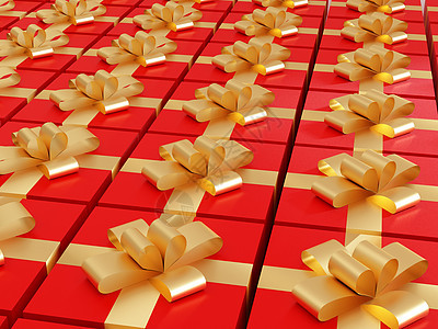 赠礼礼物渲染乐队插图金子惊喜白色红色盒子生日背景图片