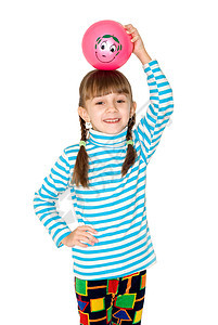 带着球的女孩童年婴儿玩具幼儿园头发眼睛嘴唇青年喜悦孩子气图片