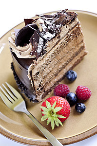 巧克力蛋糕切片育肥美食服务面包款待盘子甜点巧克力餐厅装潢图片