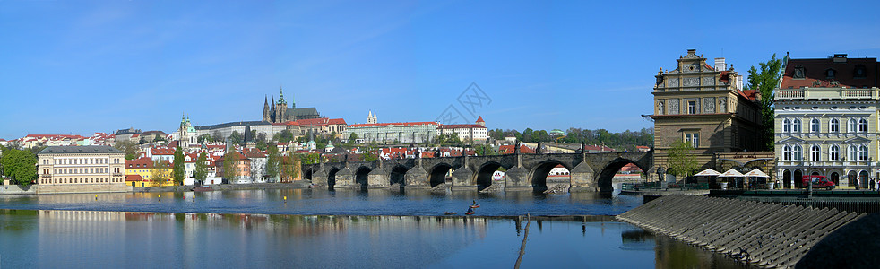 布拉格城堡和查尔斯桥房子艺术城市船厂天空建筑学风景渡船景观巡航图片
