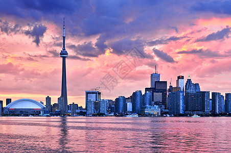 多伦多天线景观天际天空高楼中心建筑港口建筑学风景反射图片