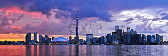 多伦多天线中心建筑商业天空全景天际摩天大楼高楼风景日落图片