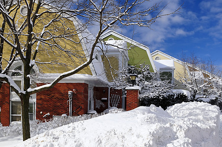 冬季街道财产天空季节景观房子暴风雪家园降雪住宅天气图片