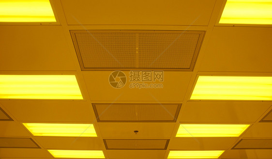 办公室上限照明建筑天花板荧光条纹灯光图片