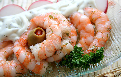 新鲜虾虾食物海鲜小吃自助餐贝类早餐图片