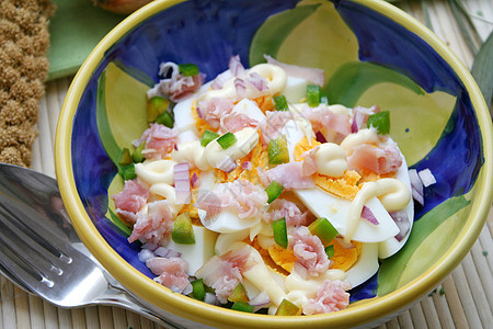 鸡蛋沙拉自助餐洋葱火腿食物熏肉午餐图片