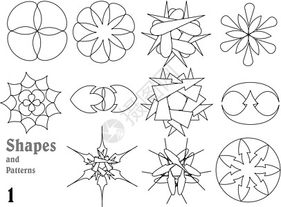 形状和形态的收集绘画横幅叶子收藏滚动标识植物群墙纸星星装饰品图片