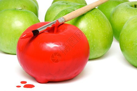 彩画苹果 2绿色小吃饮食刷子红色营养水果果味饥饿食物图片