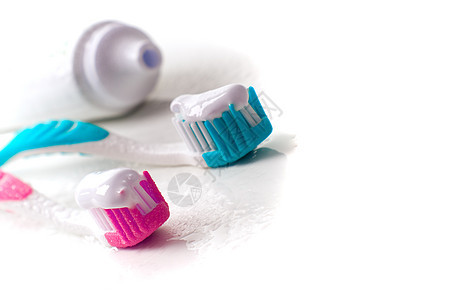 牙膏和牙刷治疗药品牙齿粉色化妆品产品牙医蓝色管子牙科图片
