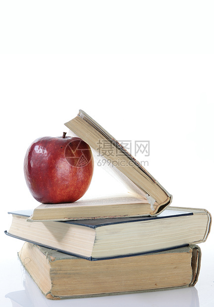 书上的红苹果照片团体课堂大学教育小吃食物科学测试饮食图片