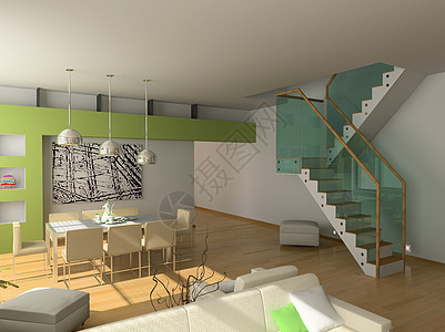 现代内地财产房间白色桌子住宅公寓楼梯天花板建筑学阁楼图片