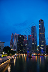 新加坡天线反射旅行蓝天建筑天际夜景商业景观城市图片