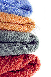 彩色毛巾温泉打扫棉布纺织品卫生绿色洗涤团体红色蓝色背景图片