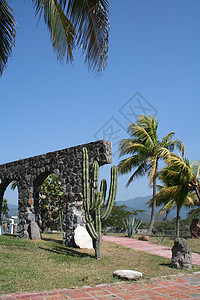 公顷热带旅游假期棕榈天堂拱门庄园院子旅行天空图片