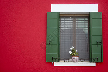乌拉诺 威尼斯建筑栗色花盆细节建筑学建筑风格住宅意大利语外观绿色图片