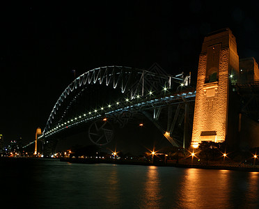 悉尼港(码头)夜间桥背景图片
