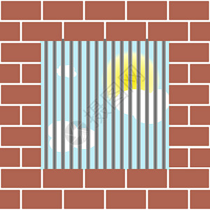 有条框的窗口窗口砖块定罪犯罪窗户安全囚犯守卫插图酒吧太阳图片