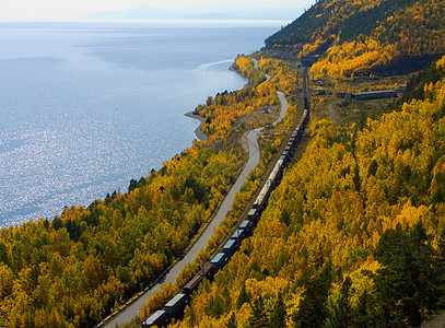 Baikal湖的铁路图片