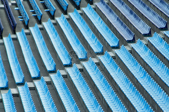 体育场座位灰色塑料运动观众看台命令天蓝色部门椅子蓝色图片