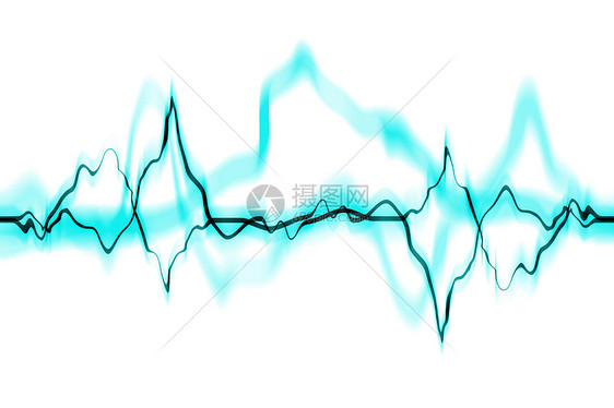 电子电波摘要蓝绿色技术液体活力光子音乐脉冲条纹海浪高科技图片