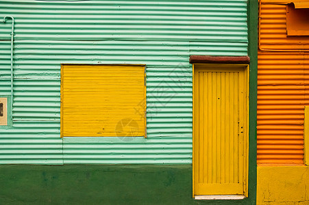 阿根廷布宜诺斯艾利斯La Boca的多彩房屋房子窗户邻里文化景观古董瓦楞拉丁场景首都图片
