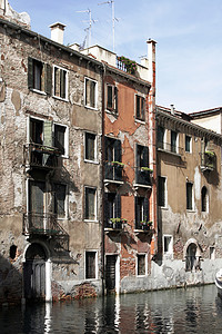 意大利威尼斯     水战前线传统天空城市航程晴天旅行蓝色房子港口地标图片
