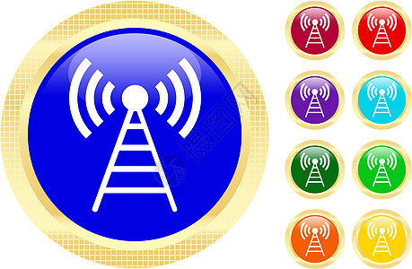 天线图标网络互联网纽扣收音机圆圈数据通讯菜单车站光谱图片