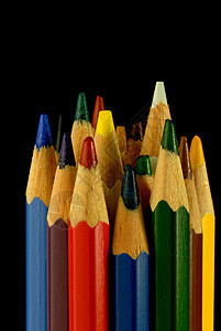 彩色笔背景铅笔黑色背景图片