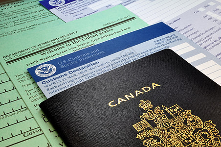 抵达美国 加拿大护照和美国海关表格截至2005年12月31日旅行地址游客签证安全国家文档录取鉴别家园背景图片