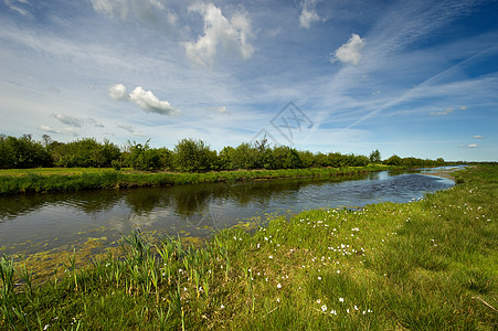荷兰荷兰语景观场地天空白色绿色草地溪流农村衬套乡村天气图片