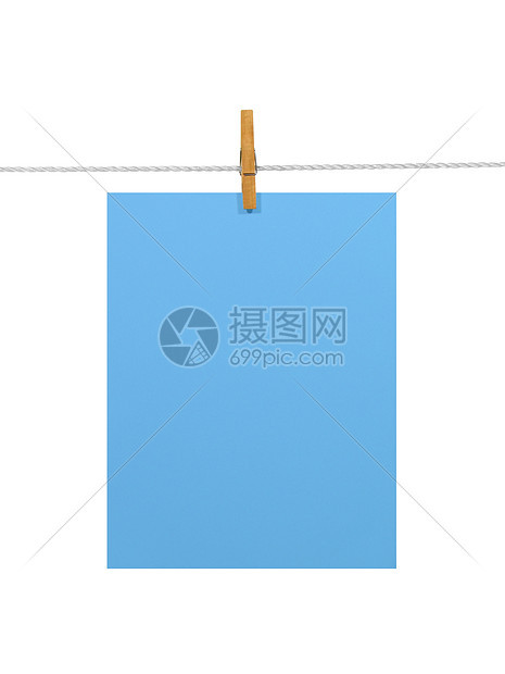 衣服线(+2剪切路径)上的天蓝纸页图片